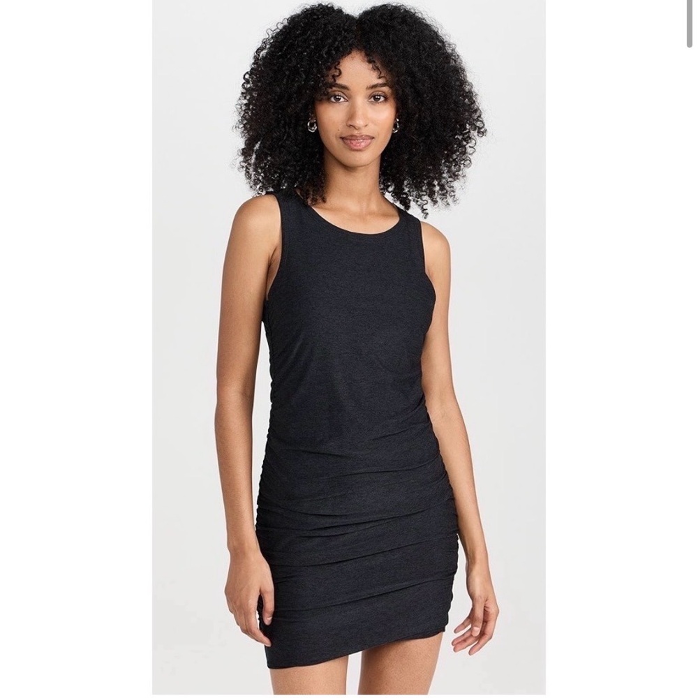 Beyond Yoga Black Mini Gather Dress